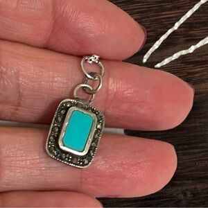 Elegant Turquoise & marcasite Pendant Necklace